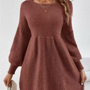 Elegant Brown Knit Dress